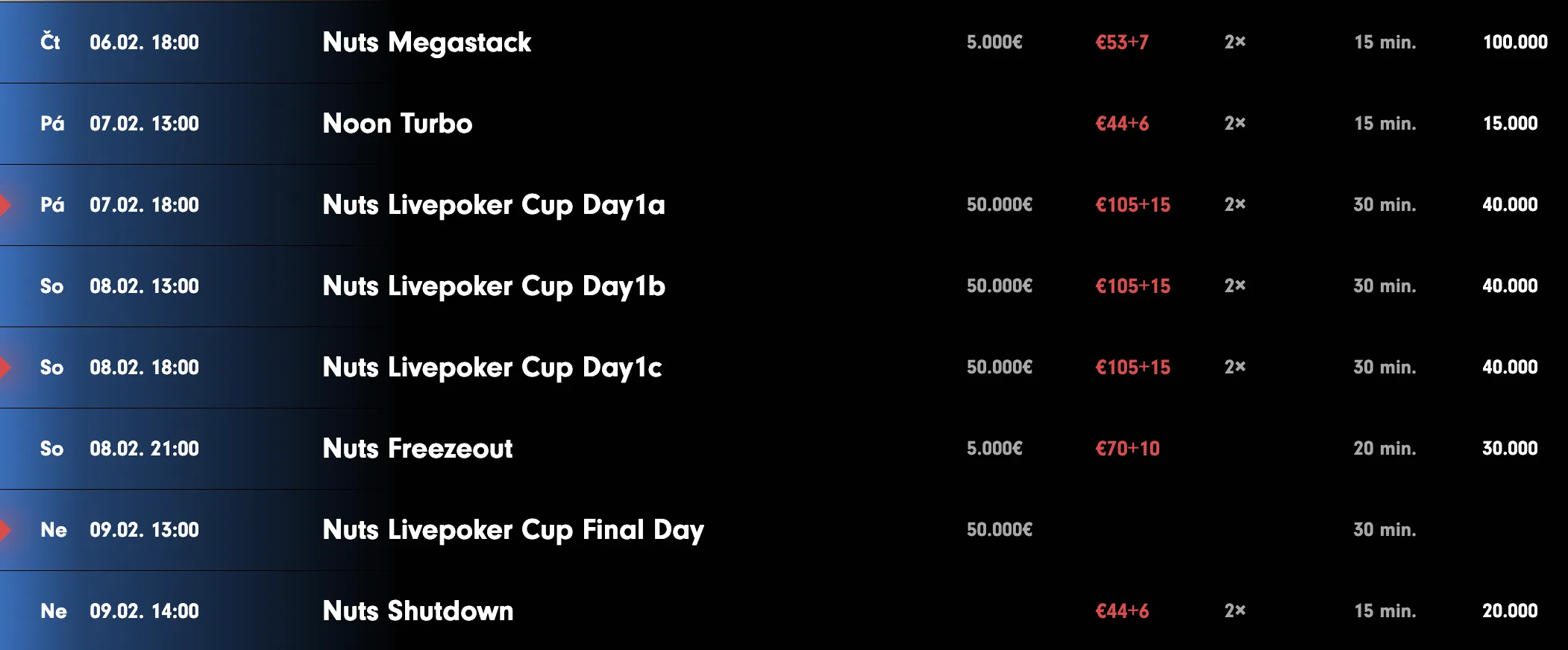 NUTS livepoker cup program 
