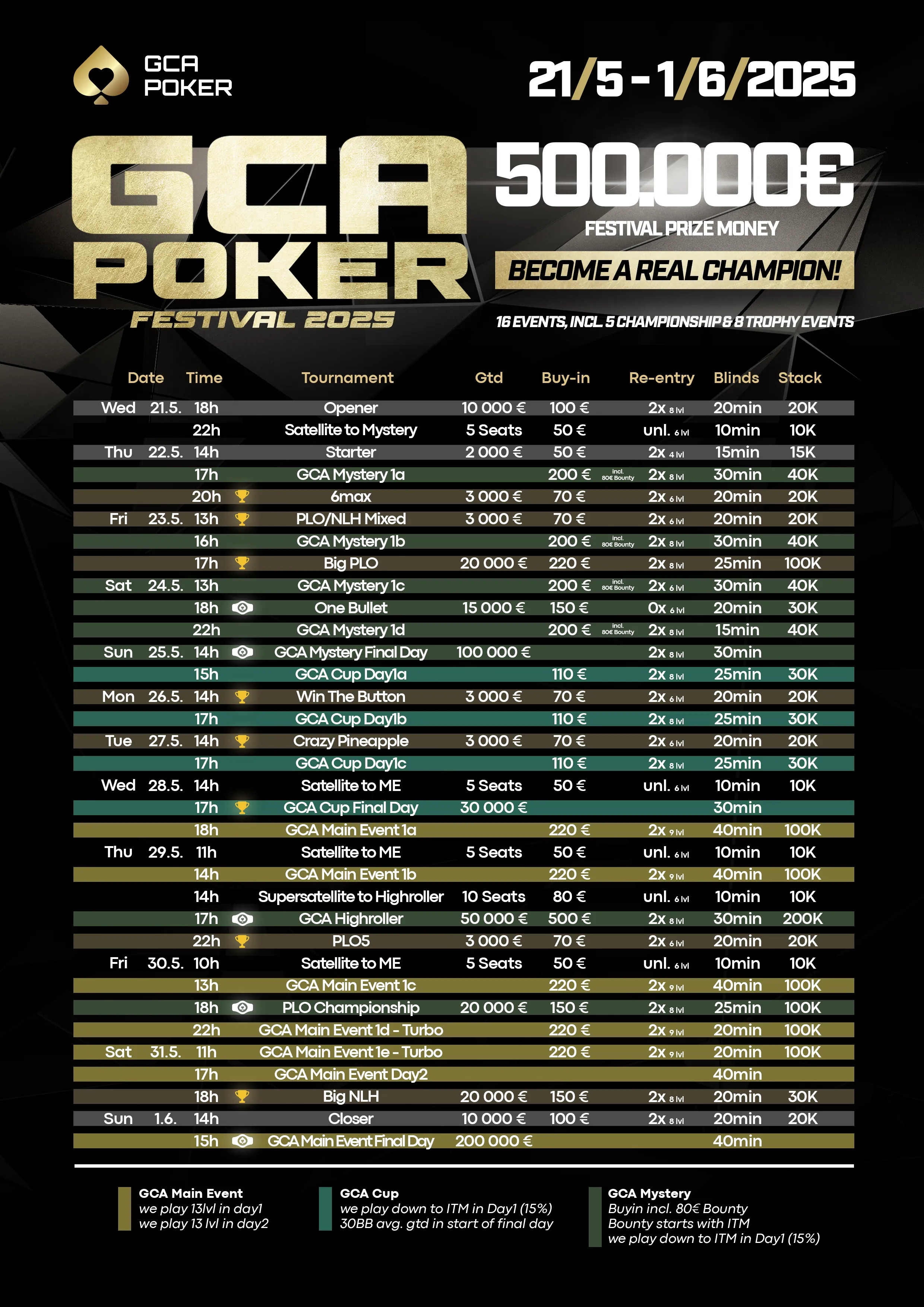 grand casino a&scaron; poker room gca poker festival kveten 2025