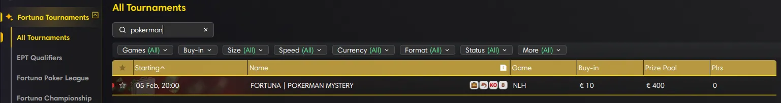 pokerman mystery turnaj