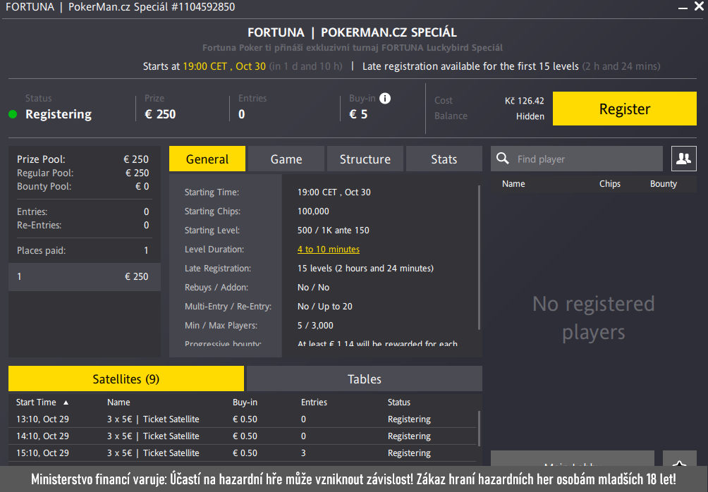 Pokerman special turnaj na Fortuna pokeru