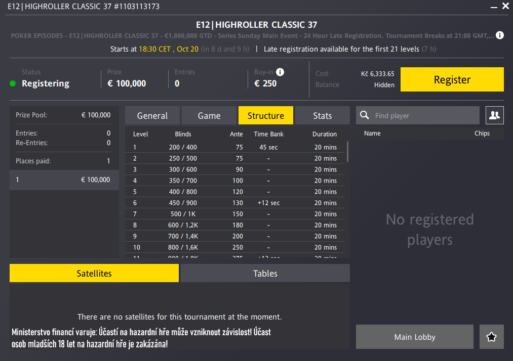 Highroller Fortuna classic main event