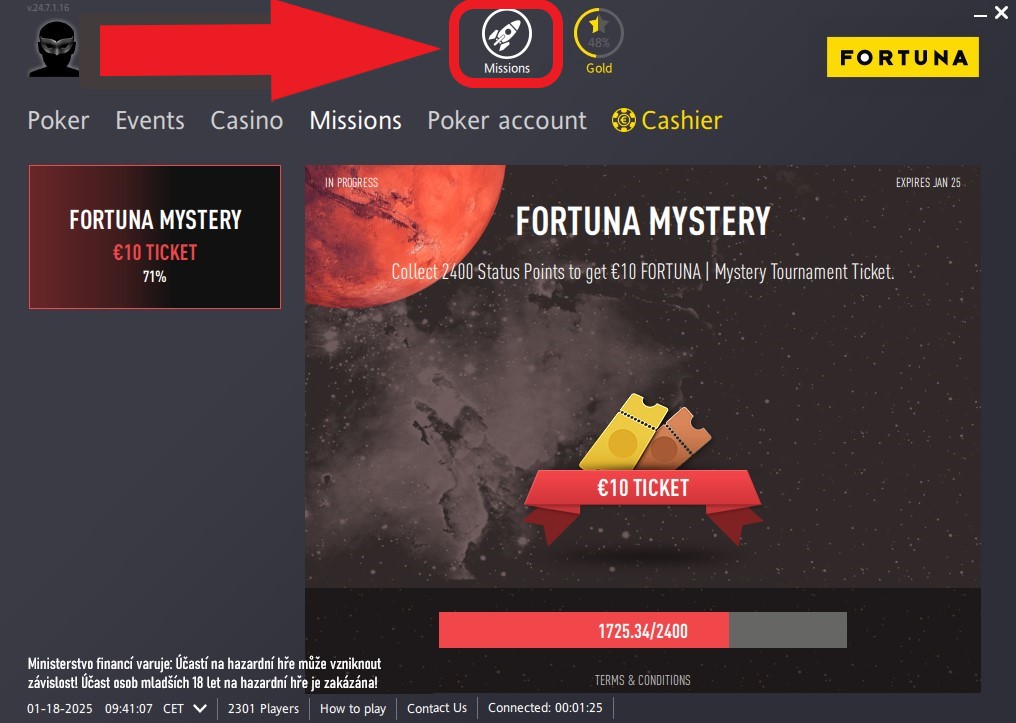 fortuna mise o ticket do turnaje 25.1.2025