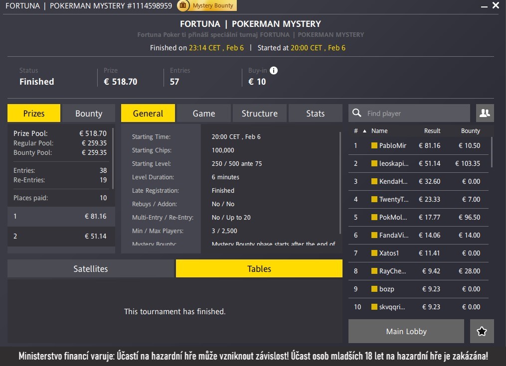 online poker report 7.2.2025 fortuna