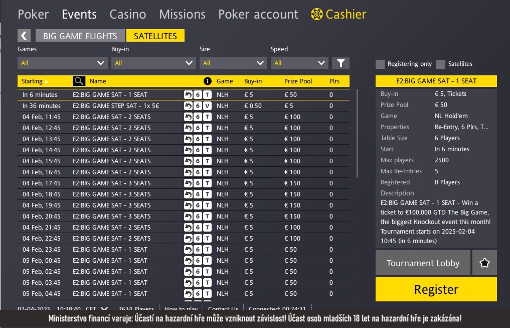 Fortuna Poker - satellity do turnaje The Big Game unor 2025