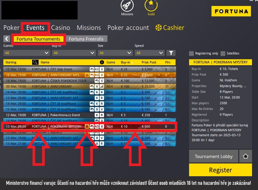 pokerman mystery poker turnaj lobby fortuna