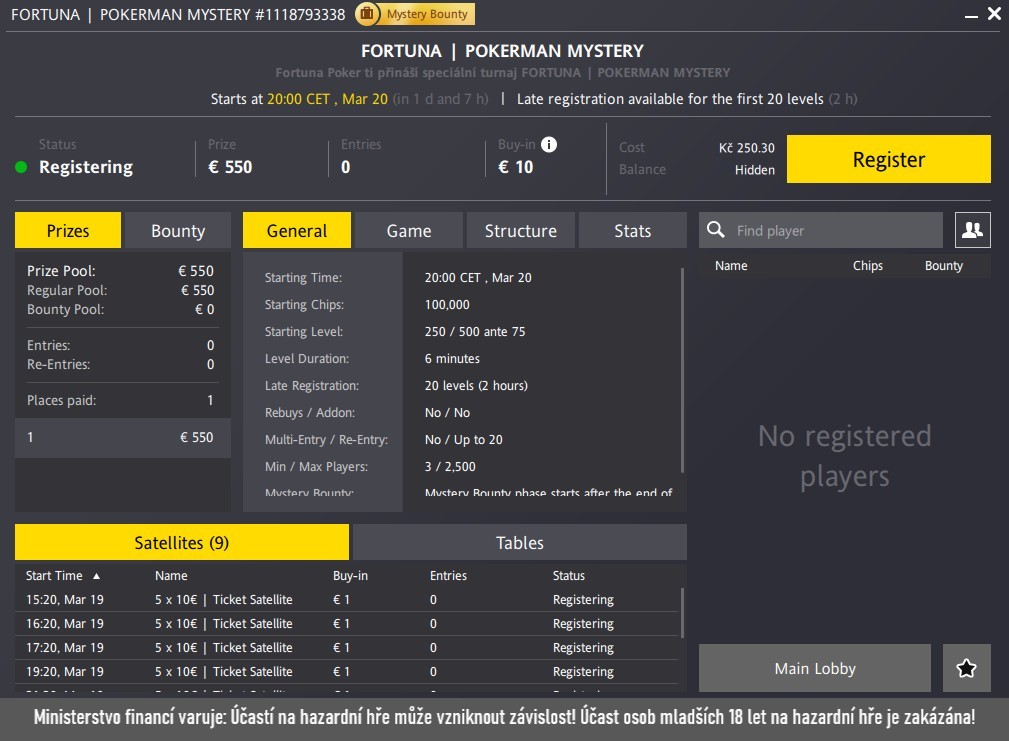 Pokerman Mystery, fortuna poker 20.3.2025
