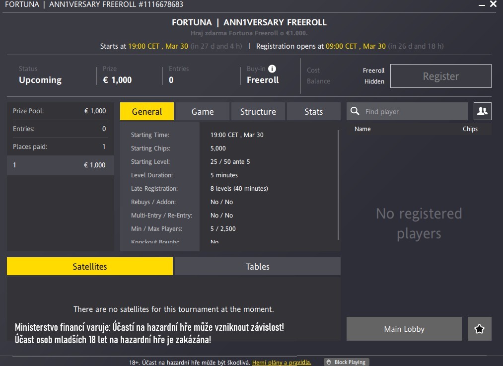Fortuna freeroll