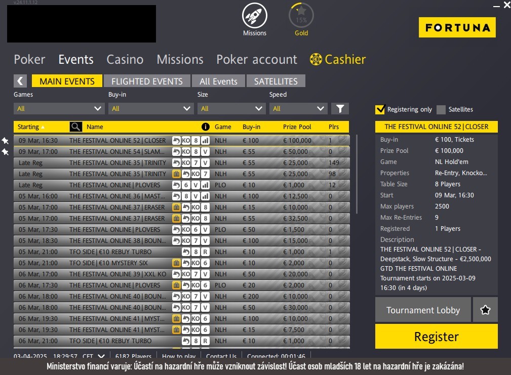 Fortuna Lobby The Festival online  
