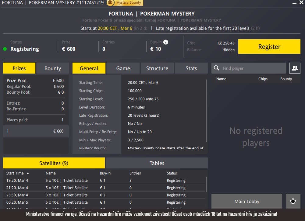 mystery bounty poker turnaj Pokerman Mystery