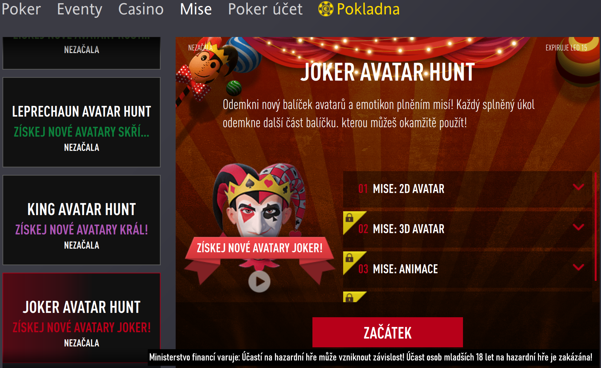 Avatar Hunt fortuna poker mise duben 2025