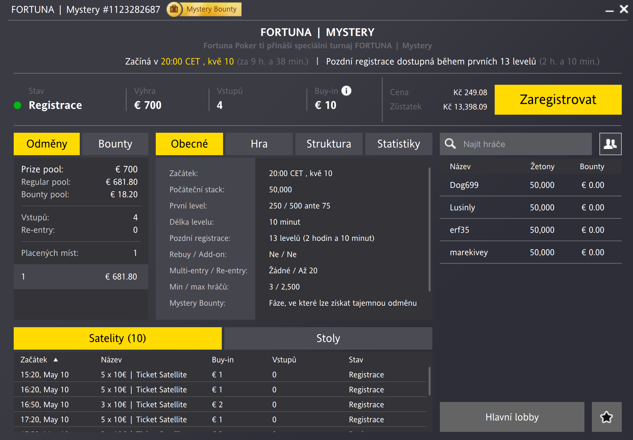 Fortuna poker turnaje v&iacute;kend 10. 5. 2025 - 11. 5. 2025