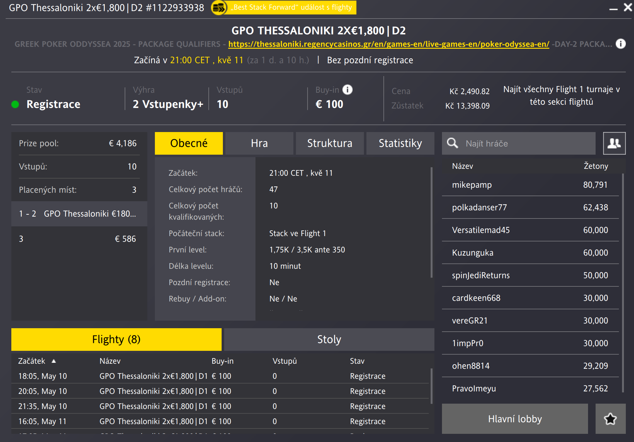 Fortuna poker turnaje v&iacute;kend 10. 5. 2025 - 11. 5. 2025