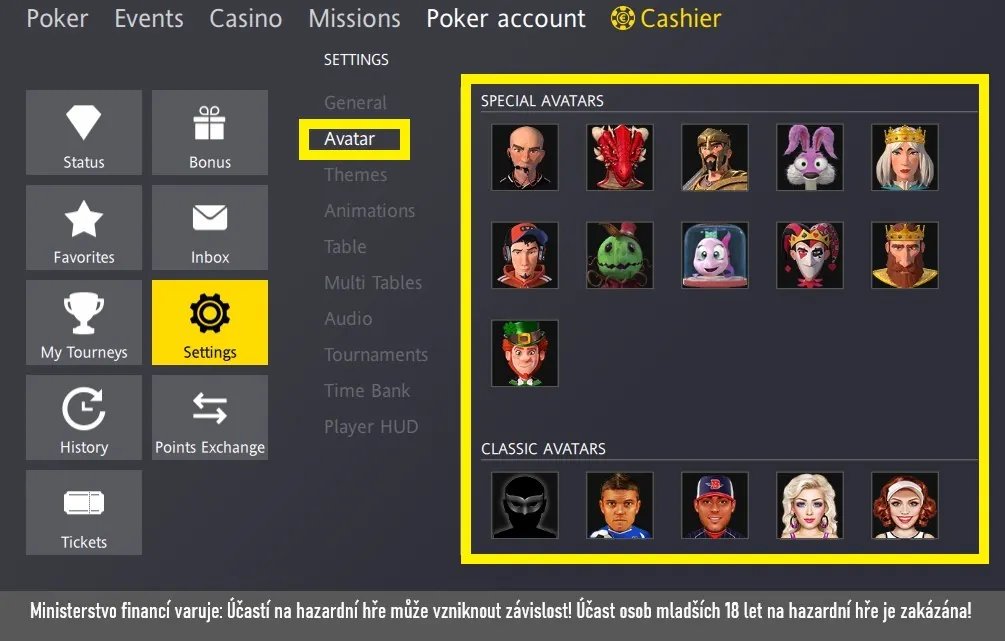 uk&aacute;zka avatarů na fortuna pokeru