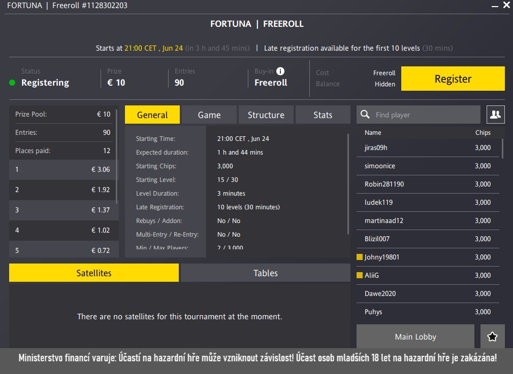 n&aacute;hled na fortuna poker freeroll