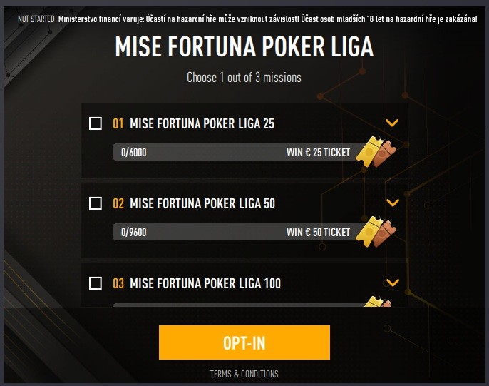 náhled na mise fortuna poker ligy
