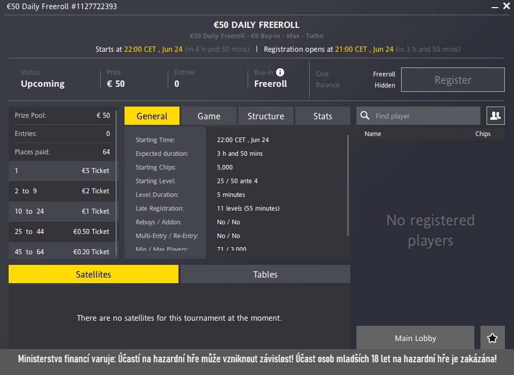 obr&aacute;zek s parametry ipoker freerollu na fortuna pokeru