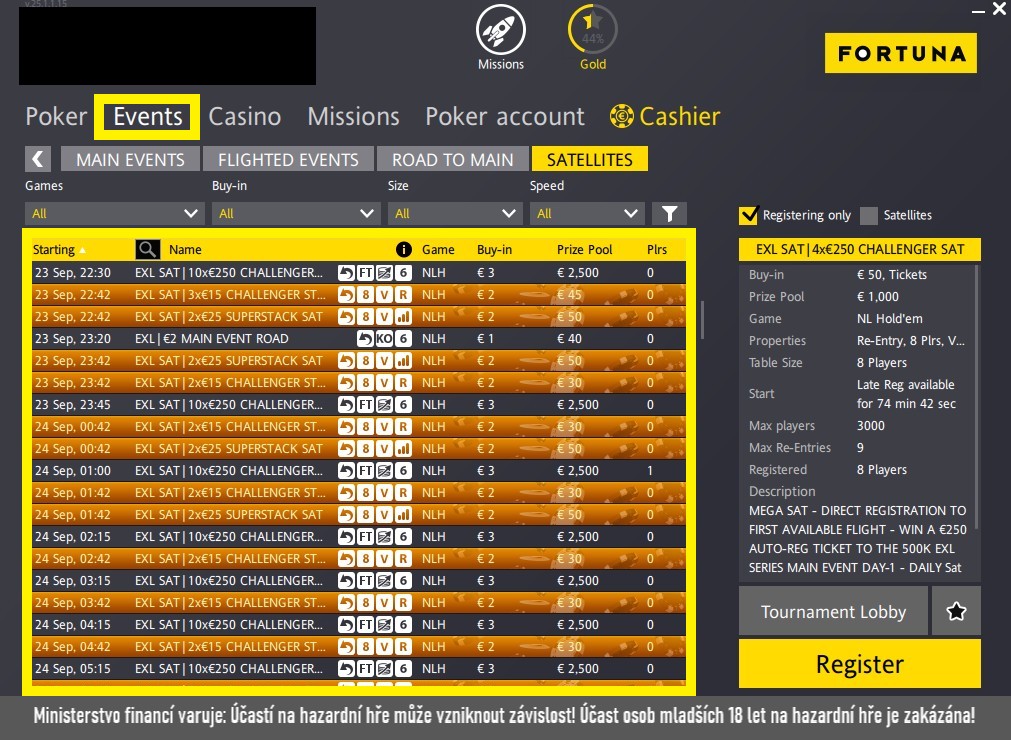 obr&aacute;zek s uk&aacute;zkou kvalifikac&iacute; elite series fortuna poker