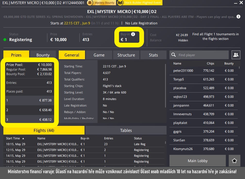 fortuna poker uk&aacute;zka MTT