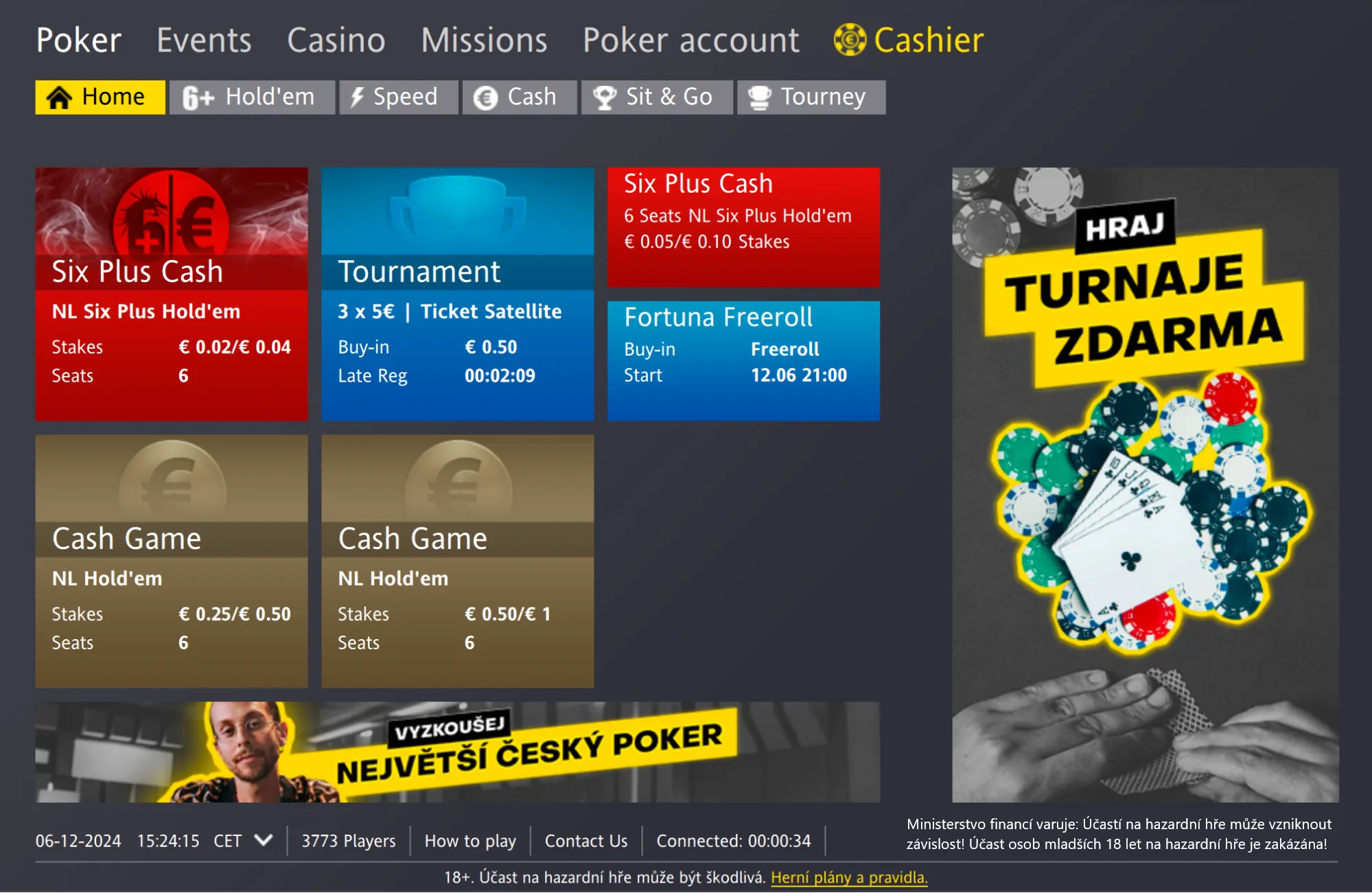 Fortuna poker recenze, lobby herni aplikace