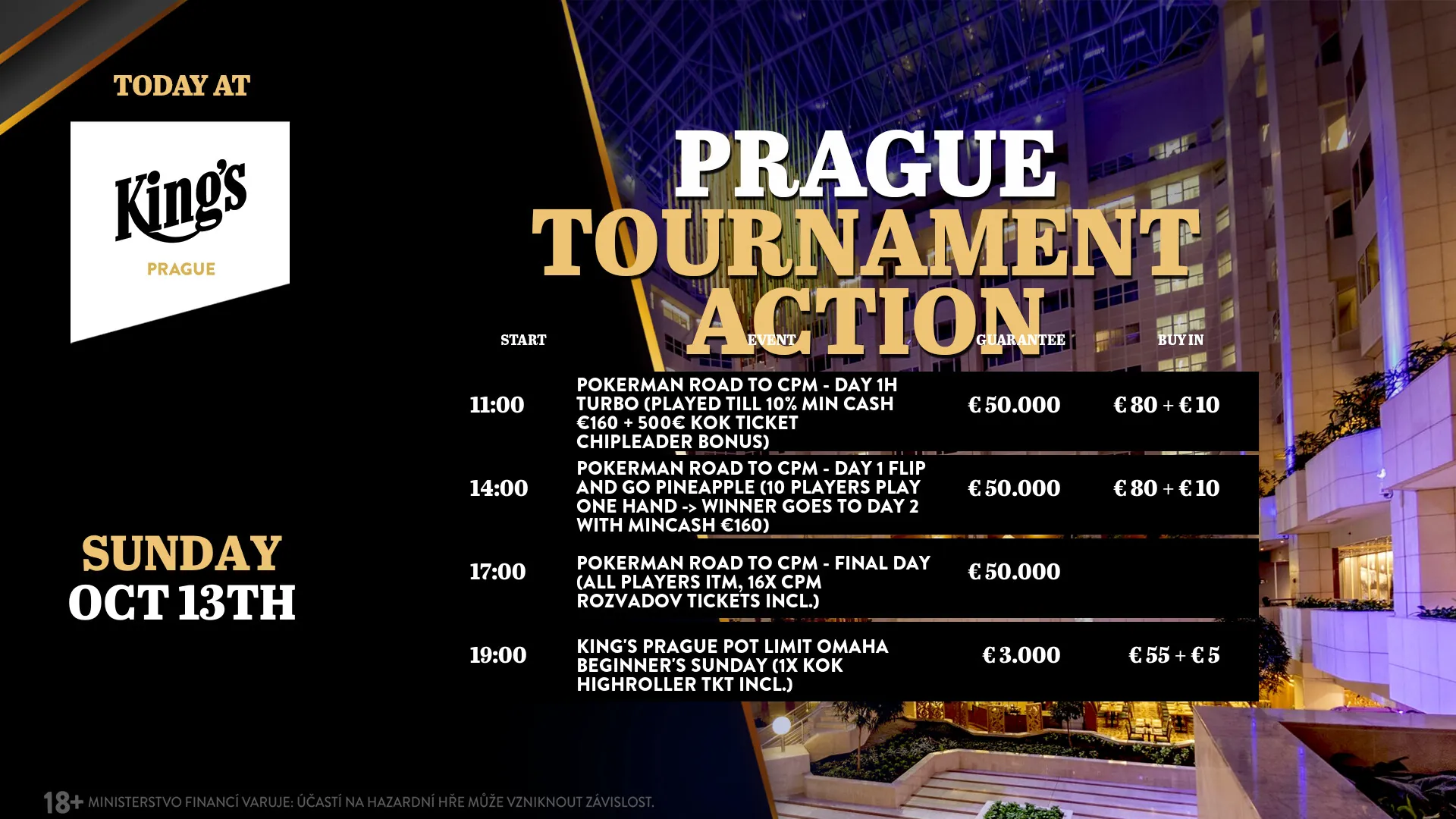 Kings prague poker turnaje 13. 10.