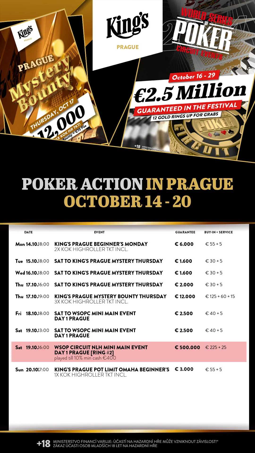 King’s Prague poker turnaje tento týden