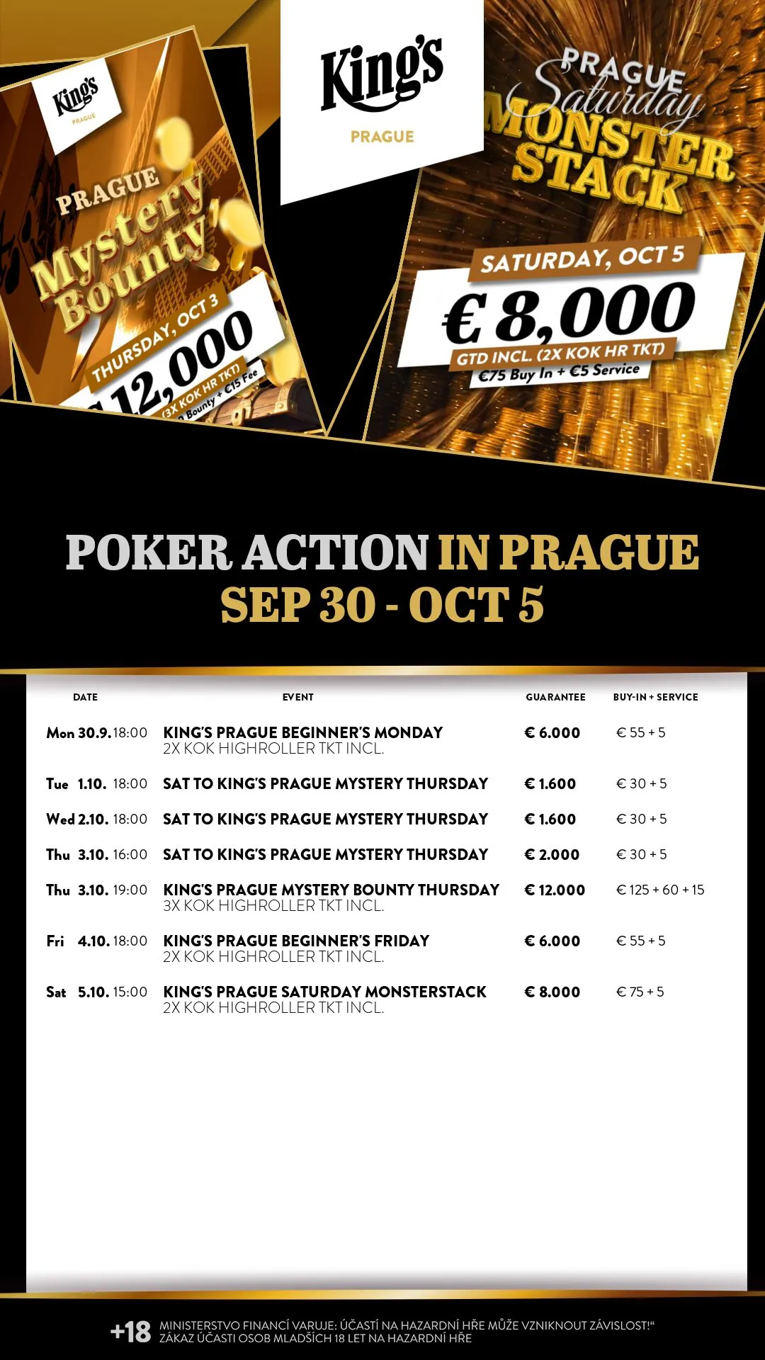 Kings Prague poker turnaje tento tyden