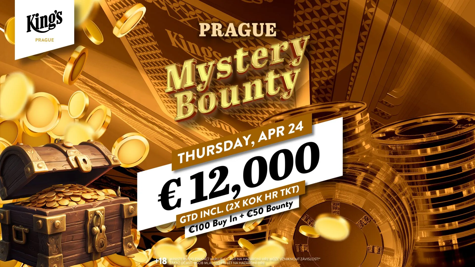 Kings prague - poker turnaj mystery bounty čtvrtek 24 duben duben 2025