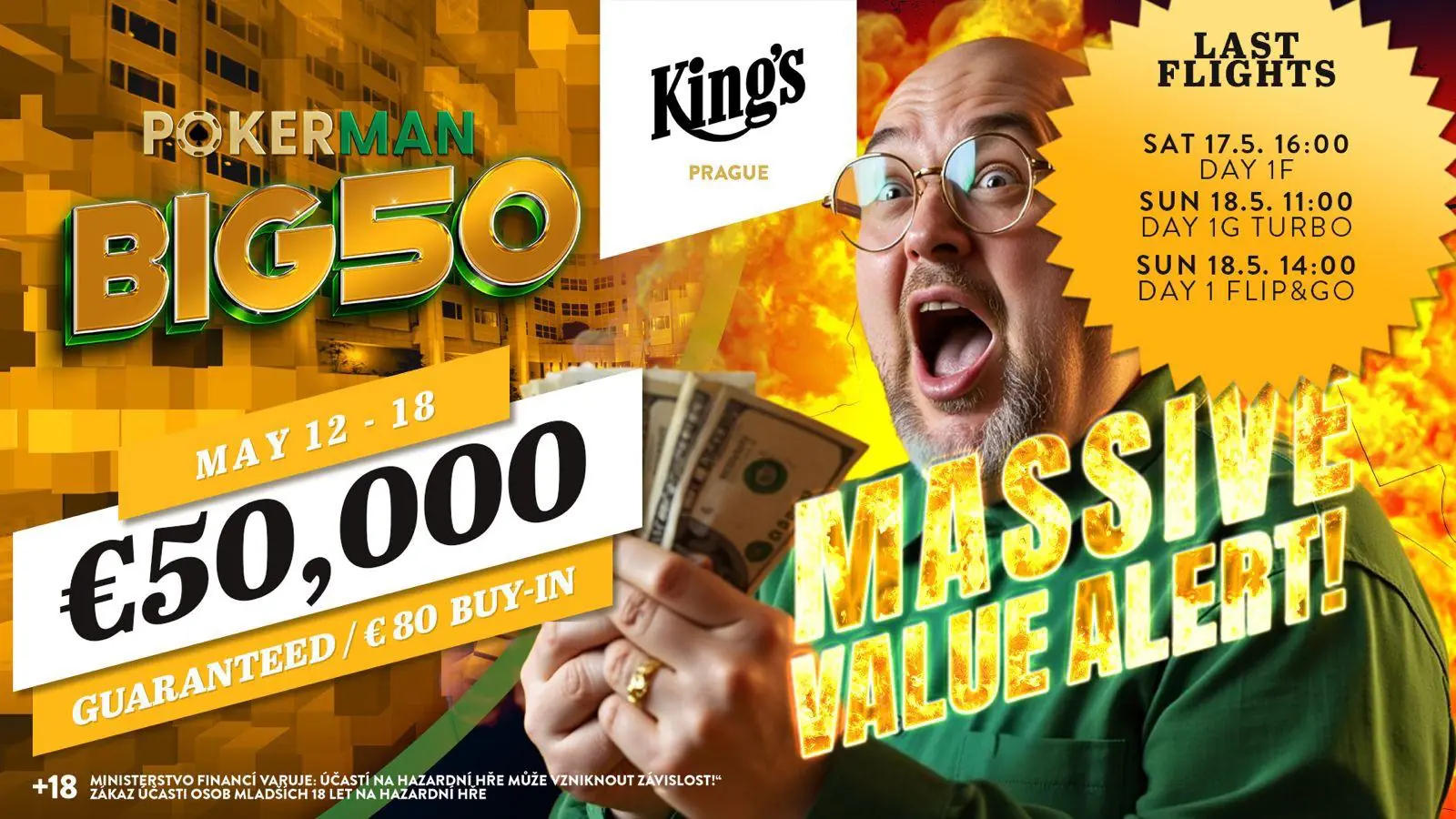 Pokerman BIG50 kings casino prague - květen 2025 - overlay- 