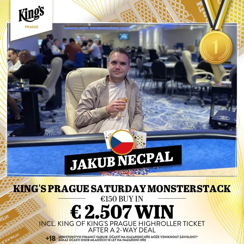 fotografie v&iacute;těze poker turnaje kings saturday monsterstack - jakuba necp&aacute;la