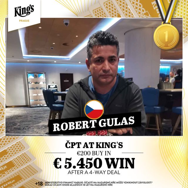 Robert Gul&aacute;&scaron; v&iacute;těz&iacute; v z&aacute;řijov&eacute; česk&eacute; pokerov&eacute; tour