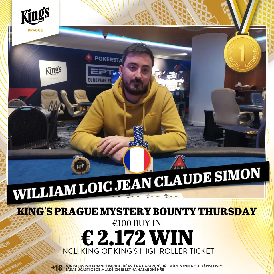 vítěz poker turnaje „King's Prague Mystery Bounty Thursday“