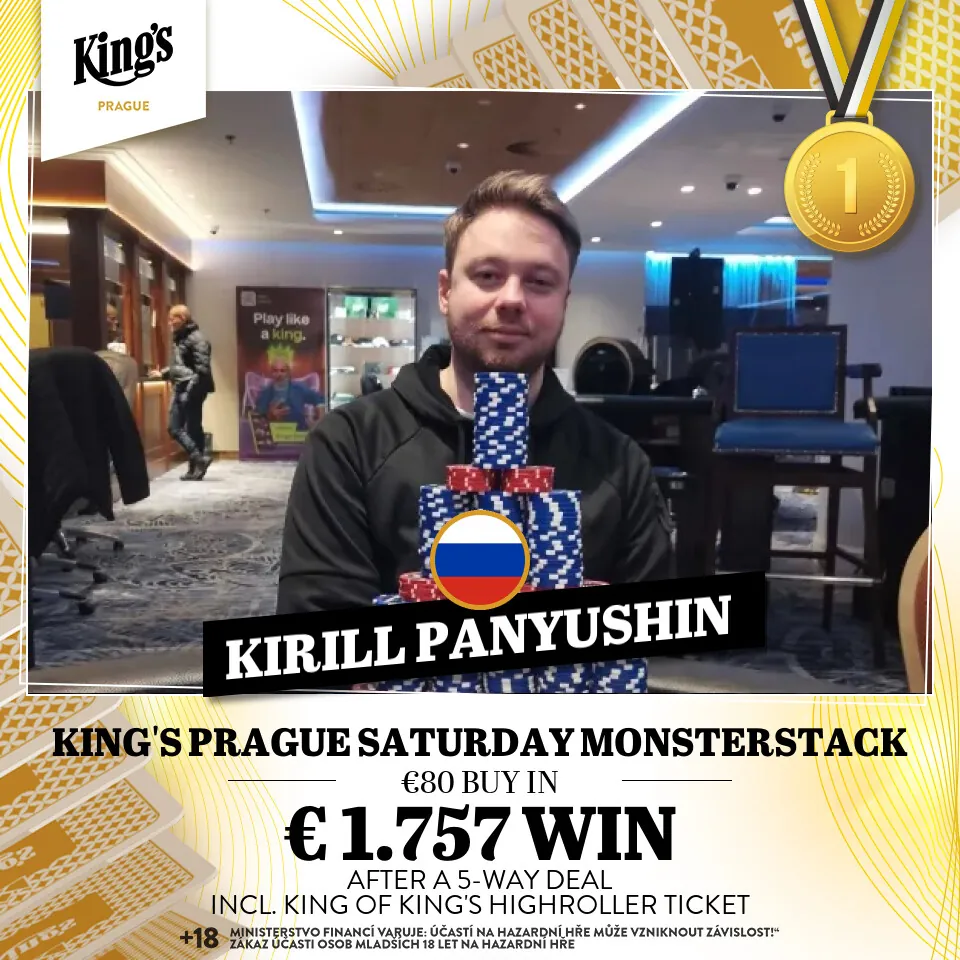 Kirill Panyushin, v&iacute;těz poker turnaje saturday monsterstack