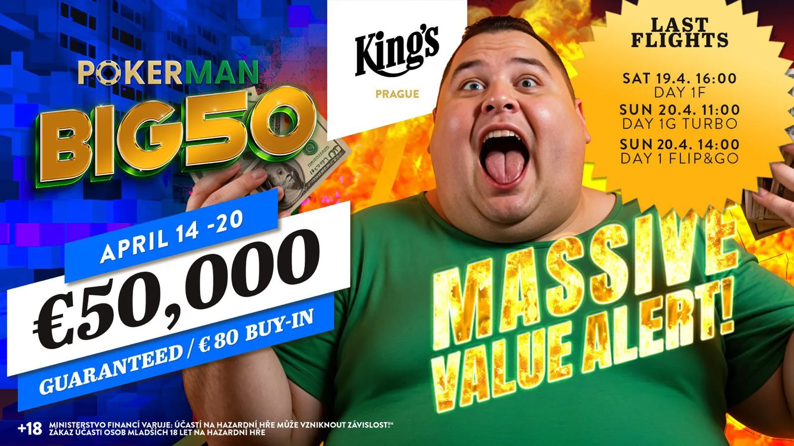 ozn&aacute;men&iacute; velk&eacute;ho overlaye v poker turnaji Pokerman big50 duben 2025, kings prague