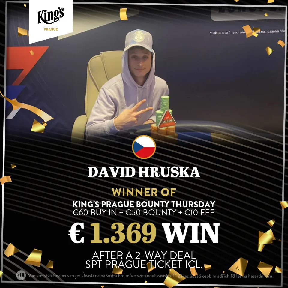 David Hruska, vitez poker turnaje King´s Prague bounty thursday 7.3.2024