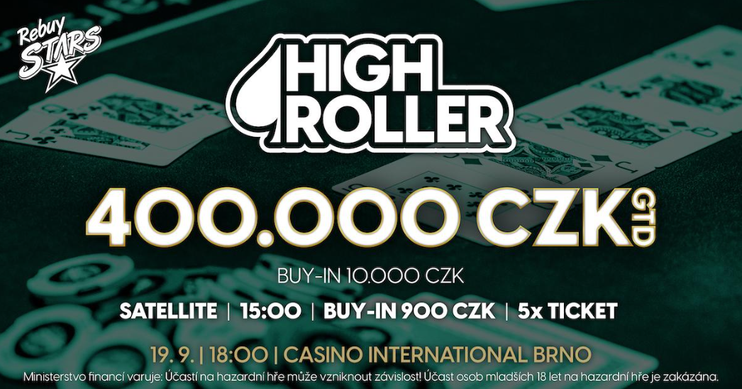 Poker turnaje Brno - 19-9-2023 Rebuy stars Brno High Roller 400.000 Kč
