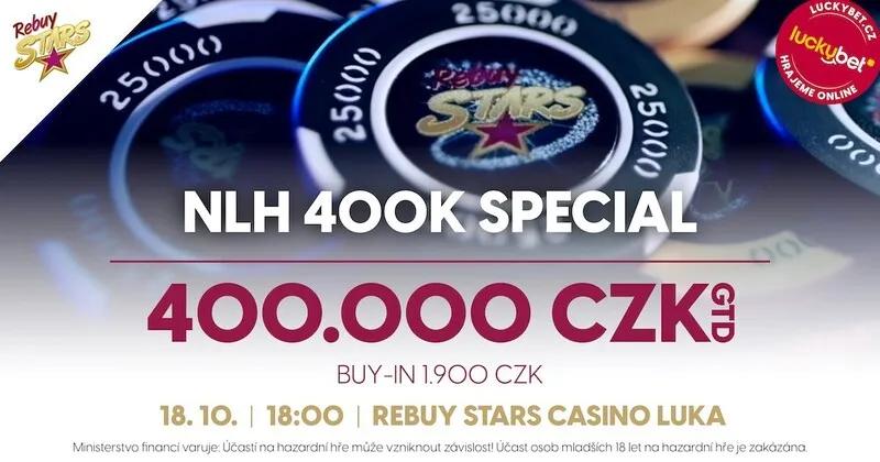 rebuy stars plaza plzen poker turnaj 400K gtd