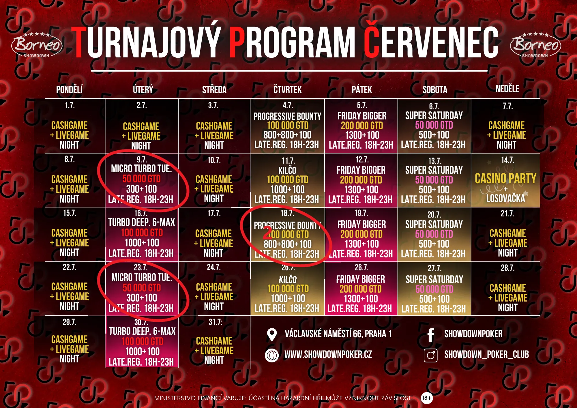 Showdown poker club schedule