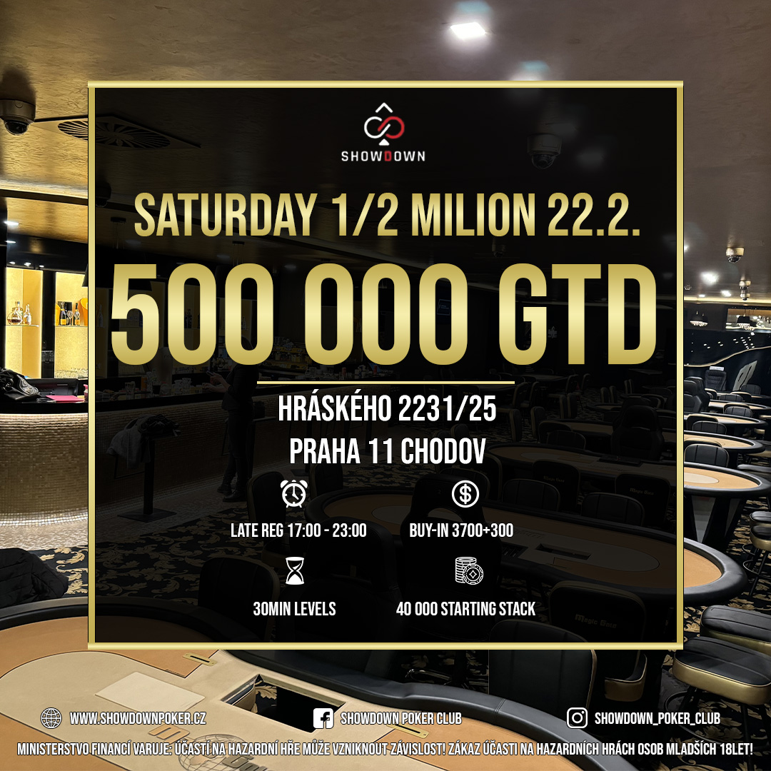 showdown poker club turnaj 22. 2. 2025