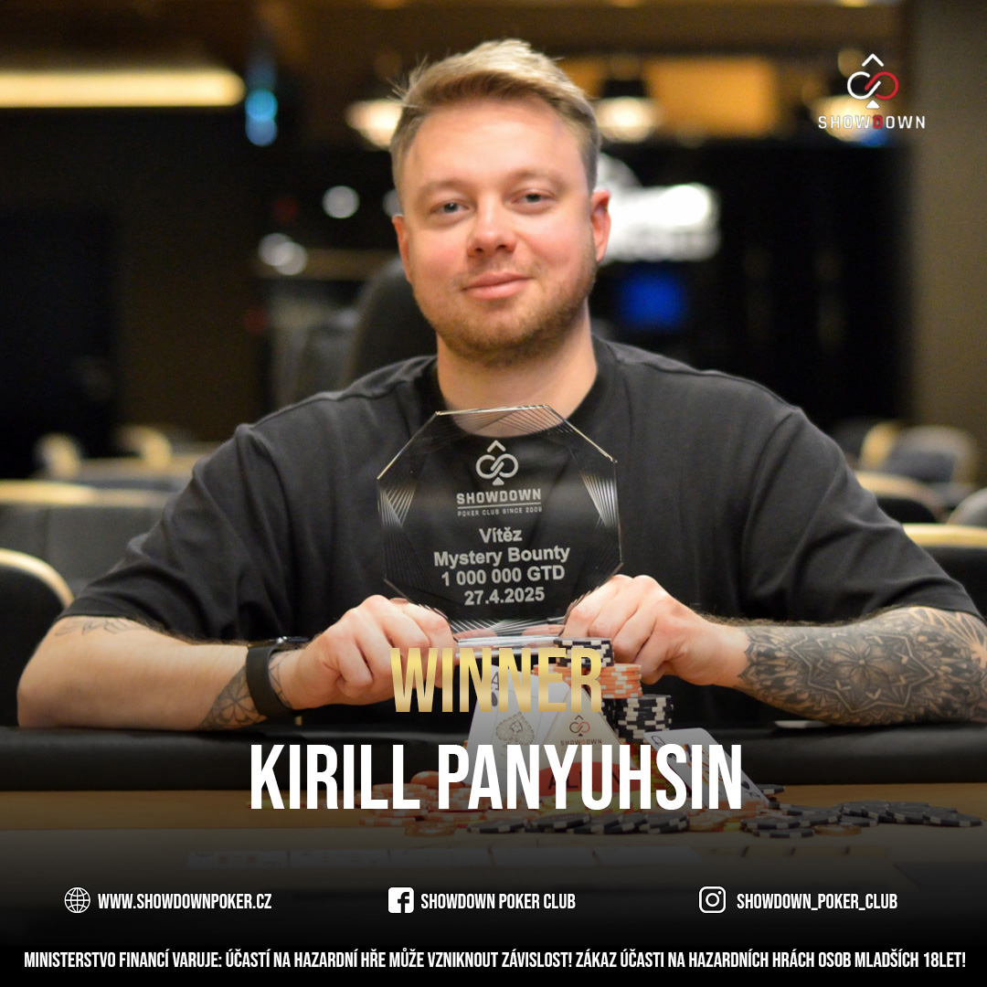 Mystery Bounty 1.000.000 GTD v showdown poker klubu &ndash; v&iacute;těz