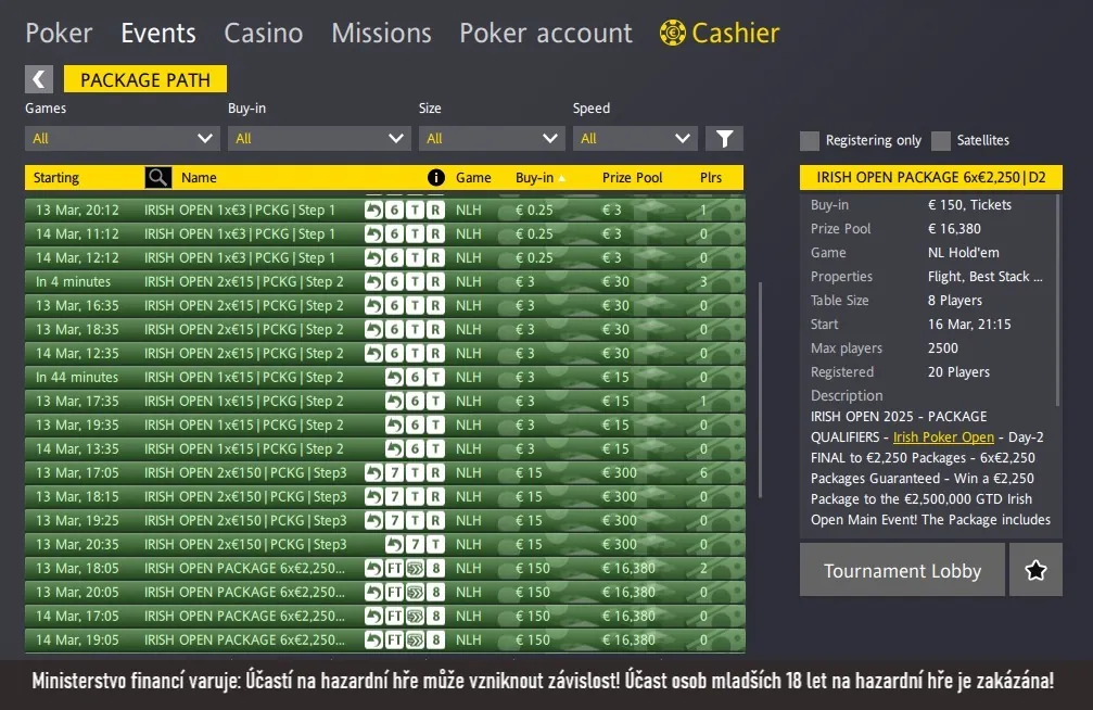 poker satellity irish open, fortuna poker březen 2025