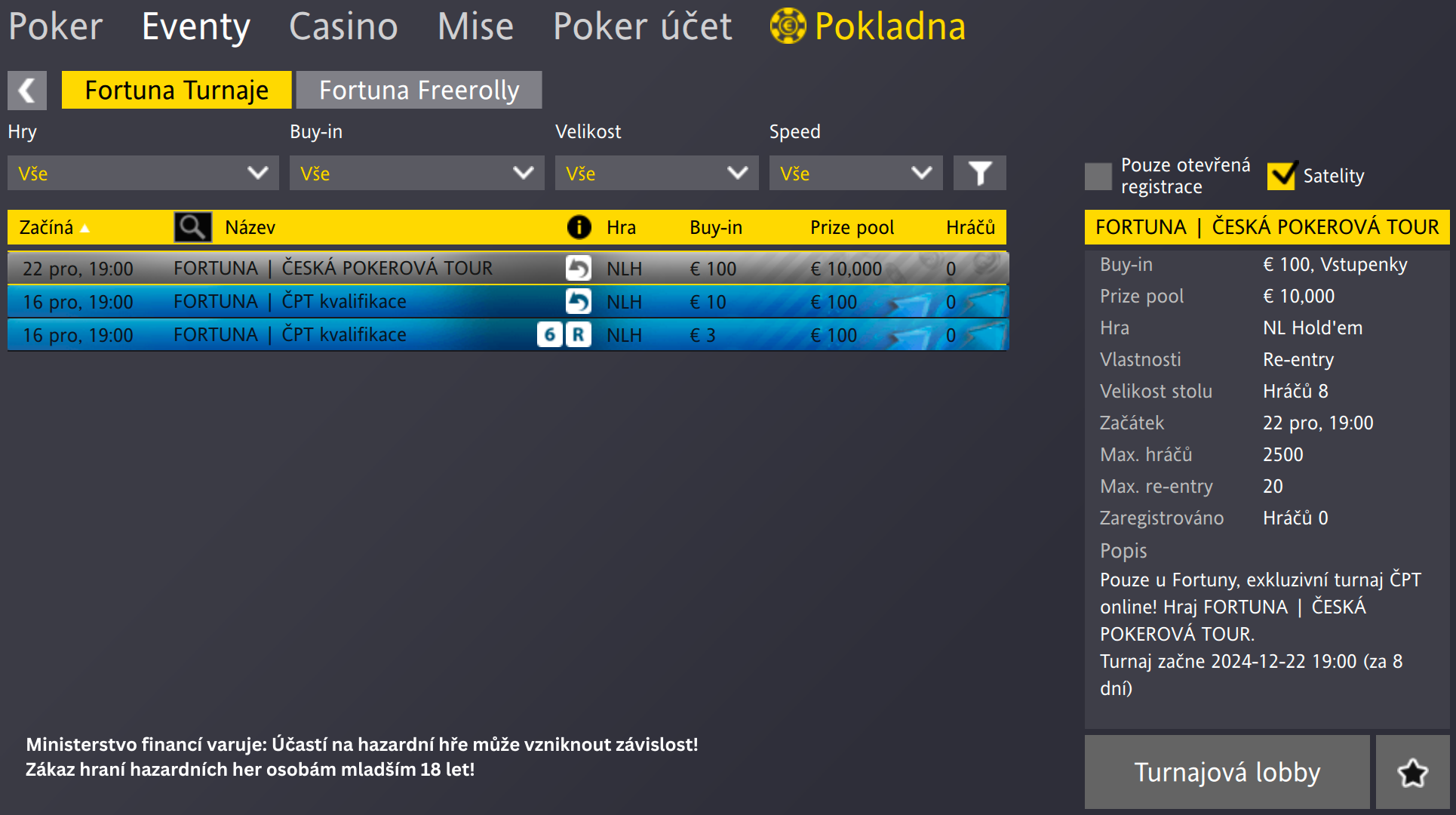 Fortuna Poker ČPT online