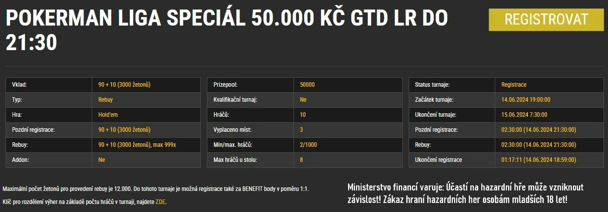 Online Pokerman Liga, turnaj main event kveten