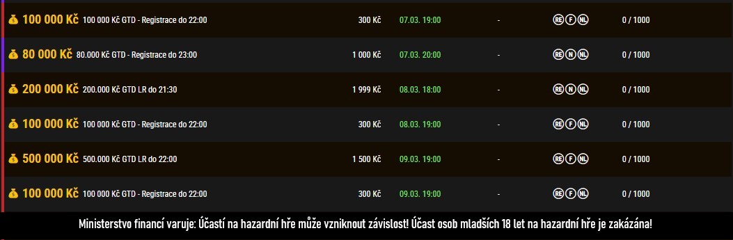 program poker turnajů synottip  březen týden 2
