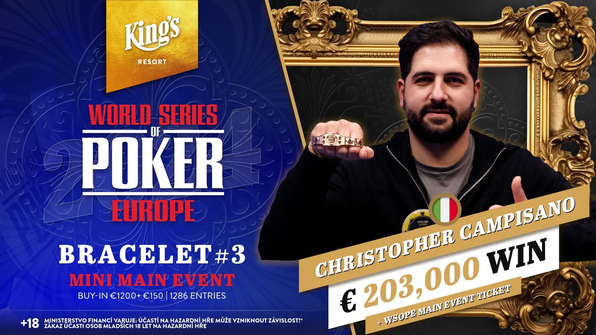 Christopher Campisano poker, kings resort rozvadov
