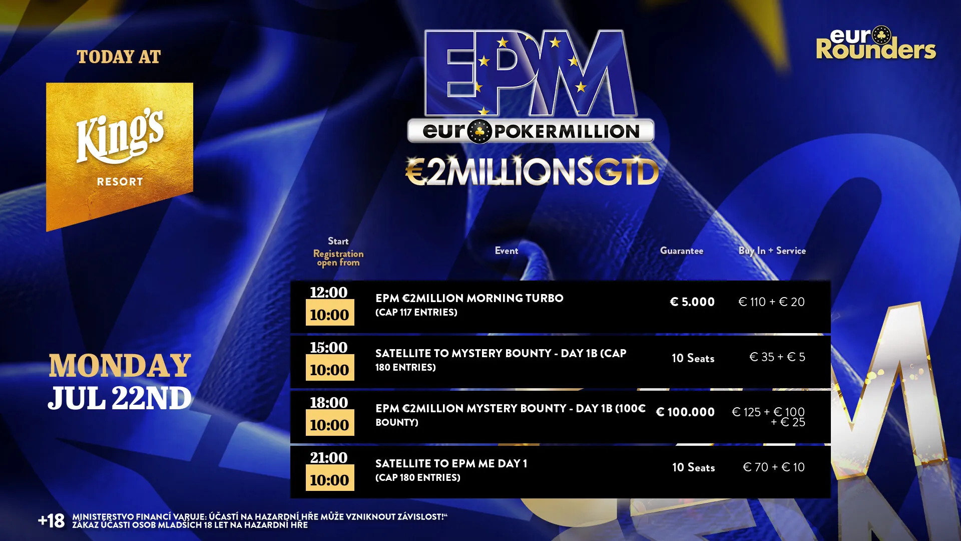 EPM 2MILLION Kings Rozvadov schedule
