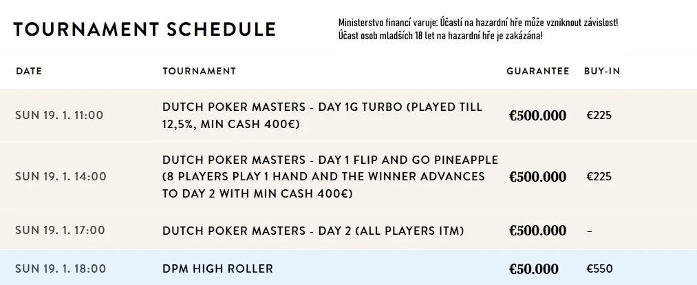 program dutch poker masters leden 2025