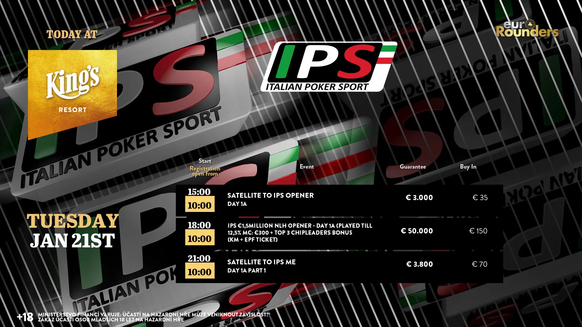 italian poker series, kings resort 21. 1. 2025
