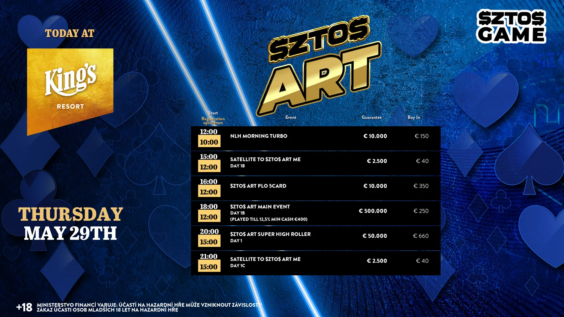 kings resort ZTO ART poker turnaje 29. 5. 2025
