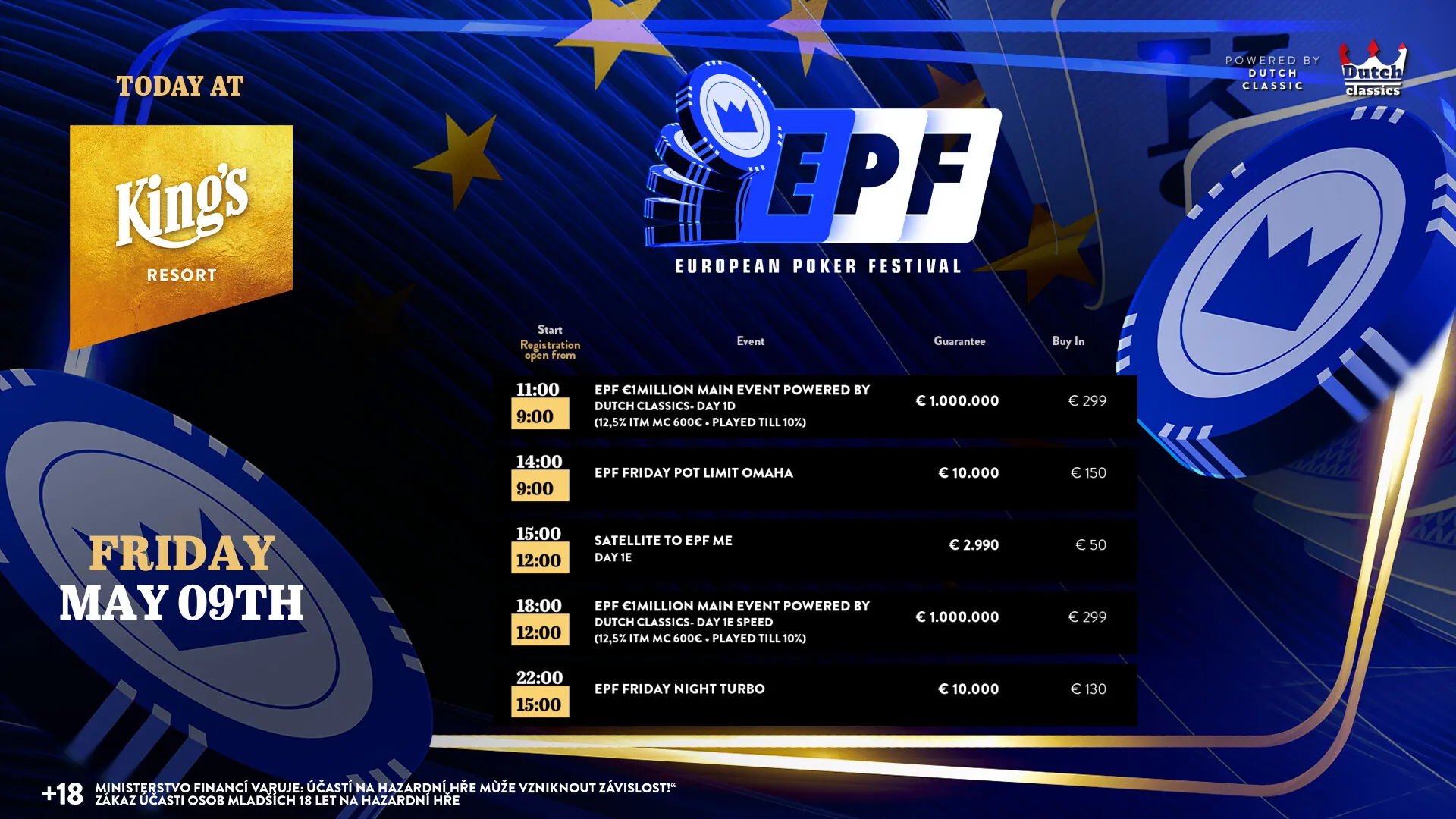 Kings resort rozvadov poker turnaje 9.5. 2025