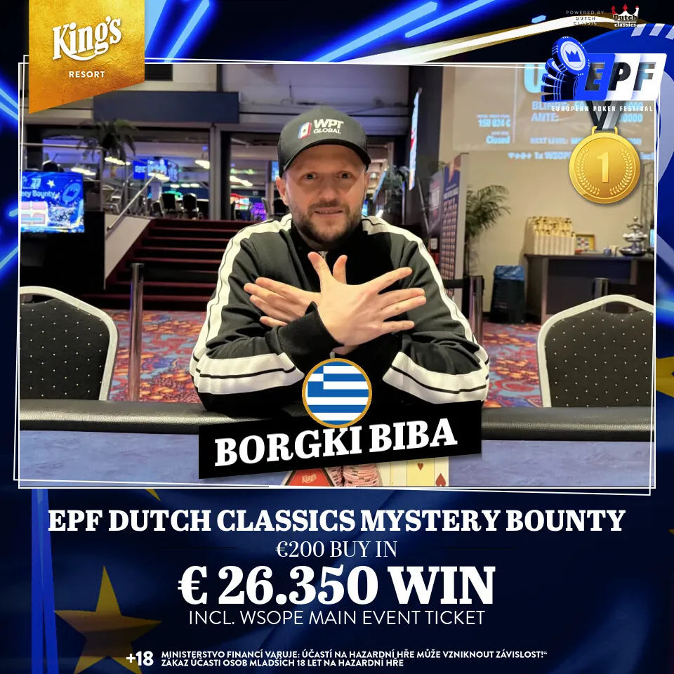 Kings resort rozvadov poker turnaj EPF Dutch Classics Mystery Bounty - v&iacute;těz Borgki Biba 